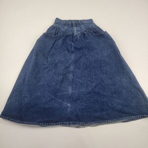 Vintage 80s 90s Jordache Blue Denim Skirt Size 3/4 Full‎ Sweep Boho Hippie Long